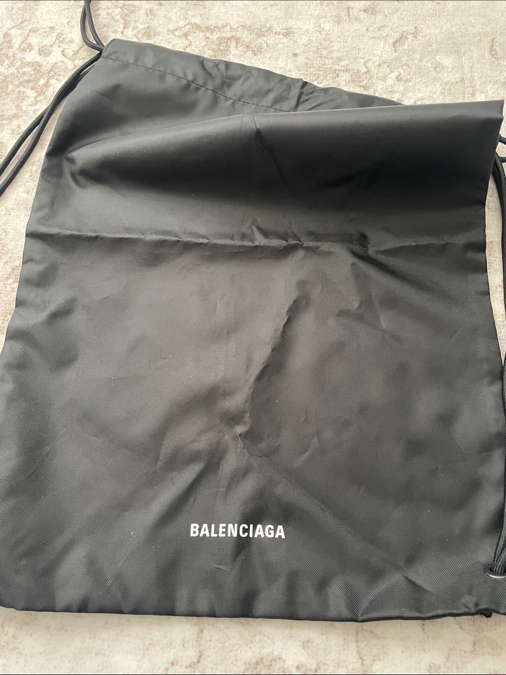 Balenciaga Black Drawstring Dust Bag with White Logo